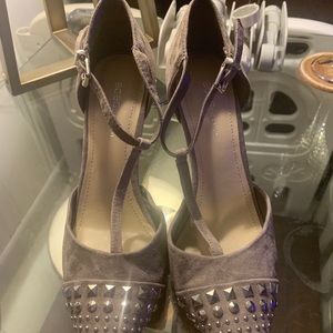 BCBG studded suede high heels